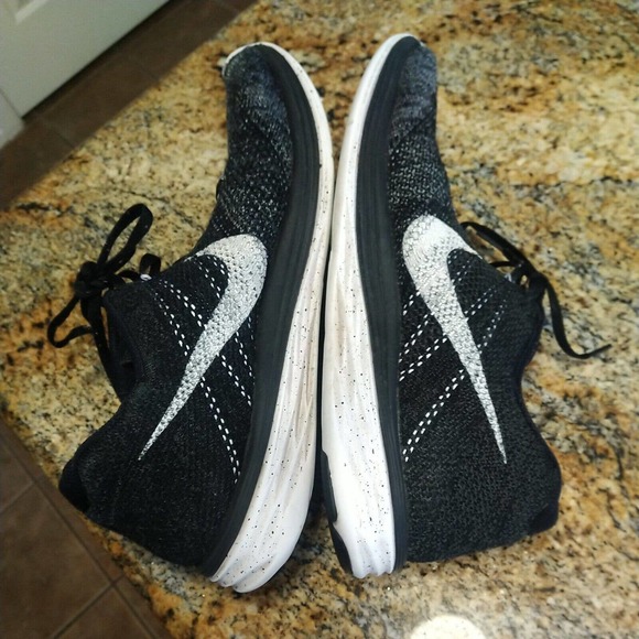 Nike Mens Flyknit Lunar III 698181-010 Black Oreo Running Shoes Sneakers Size 14 - Picture 6 of 12